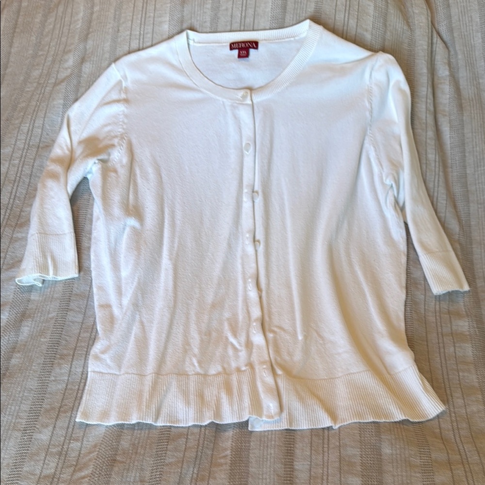Merona White Button-Up Cardigan